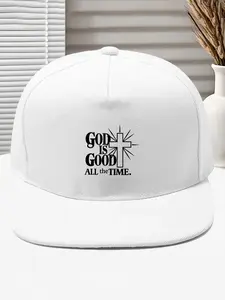 God Is Good Fashion Hip-Hop Baseball Cap, Flat Brim Sun Protection, Adjustable Fit, Lightweight Breathable, Unisex Sporty Casual Hat, Adjustable Snapback Cap