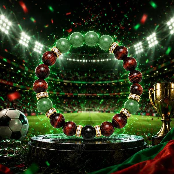 COSMAVON Green Victory Football Bracelet – Crystal Beaded Sports Jewelry for Game Day