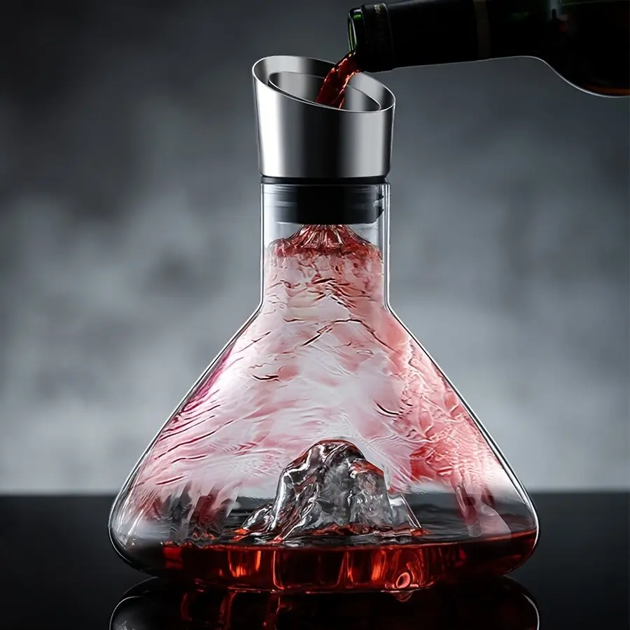 European-Style Crystal Glass Decanter, 304 Stainless Steel Double Spout, 12-Hole Tap, 1500ML/50oz, Perfect for Parties, Weddings, Anniversaries, Home Bar Accessories, Barware