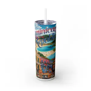 Dominican Republic Skinny Tumbler with Straw, 20oz