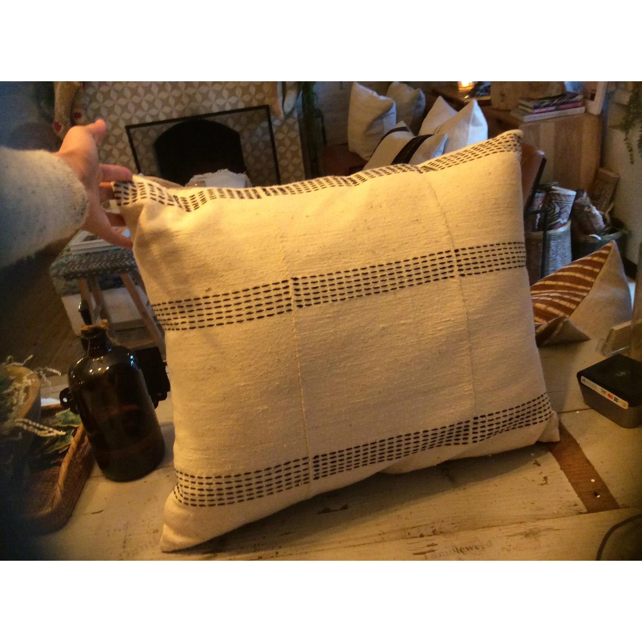 Cleo Black Stripe Mud Cloth Pillow