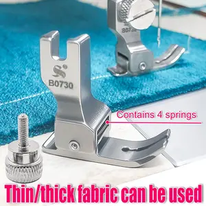 New 4 Spring Design Industrial Flatbed Computer Sewing Machine Presser Foot, Universal 730 Anti-Jump, Thin and Thick Fabric Compatible, Includes Installation Screws