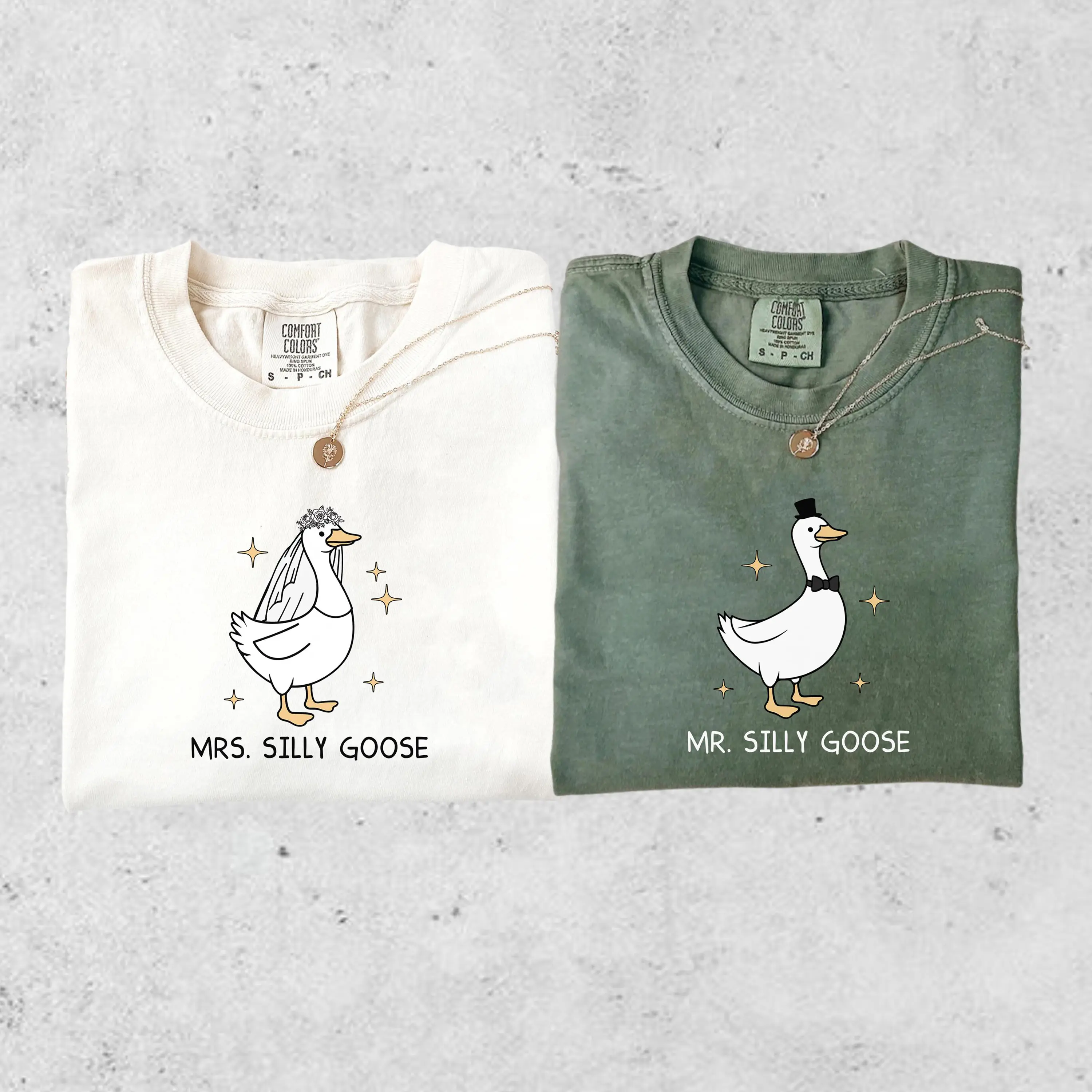 Comfort Colors Silly Goose Couple T-Shirtst, Married Couple Matching Shirt, Bride To Be Funny Goose Lover Shirt, Wedding Gift