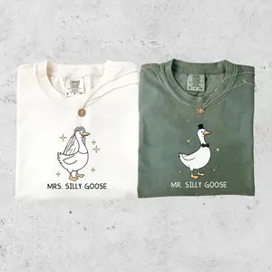 Comfort Colors Silly Goose Couple T-Shirtst, Married Couple Matching Shirt, Bride To Be Funny Goose Lover Shirt, Wedding Gift