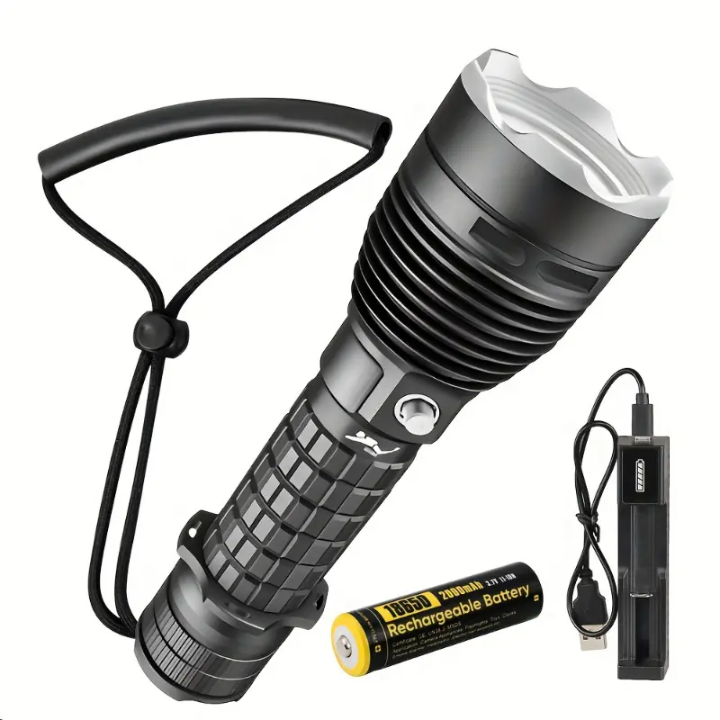 Shockproof Rechargeable LED Dive Light with Polished Aluminum Alloy Body, 36V Voltage for Spearfishing & Outdoor Adventures, Underwater Sports Lighting