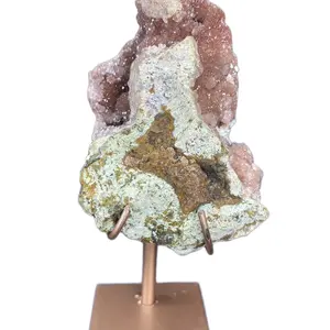 Pink Amethyst geode with beautiful pink druzy and bound from Brazil. Definitely bound to add peaceful vibes in your home or office decor