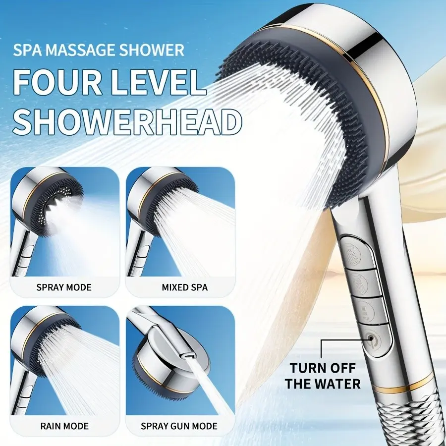 High-Pressure Shower Head, No Drilling Installation, Includes Hose, Handheld Bath Shower Head, Bathroom Faucet Accessory, Shower Head With Hose