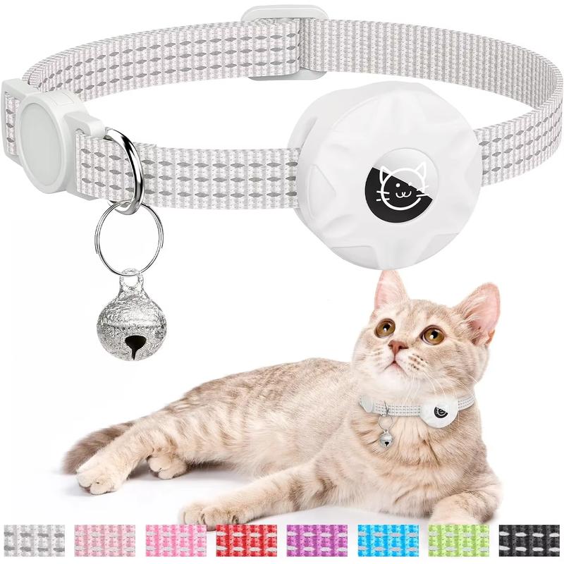 For Apple Airtag Cat Collar,Air Tag Pet Collar with Airtag Holder and Bell Reflective GPS Kitten Collar for Girl Boy Cats Gatos Does not apply pink  collar