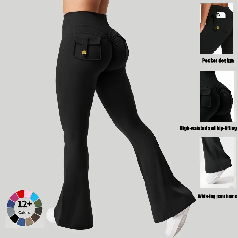 AIbart Women's Cargo Flare Leggings, High Waist Stretch Gym Outfits with Tummy Control, Butt Lifting & Pockets, Clothes for Women