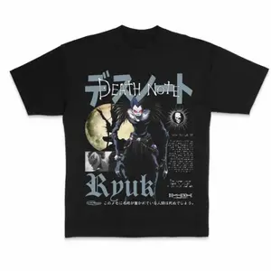🌙[Graphic Tee][100%cotton]Ryuk Moon Light Vintage Graphic Tee Ryuk Tee Death Note Shirt Manga Anime Shirt Unisex T-Shirt Anime Clothing Top Menswear Womenswear Streetwear Casual Cotton Tee Camiseta Verano Summer Outfit Fan Gift