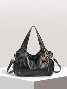 Retro and lightweight, with two zippered pockets on both sides and adjustable shoulder straps, this multi-functional bag, Casual shoulder bag, has a playful cherry pendant suitable for Valentine's Day, suitable for shopping, dat Casual Crossbody Bags