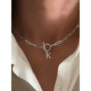 Letter Initial Pendant Necklace, Fashion OT Buckle Design Jewelry for Party, Daily Decor, Trendy All-match & Exquisite Jewelry for Birthday Gift, Exquisite Chain Jewelry, Letters Necklace