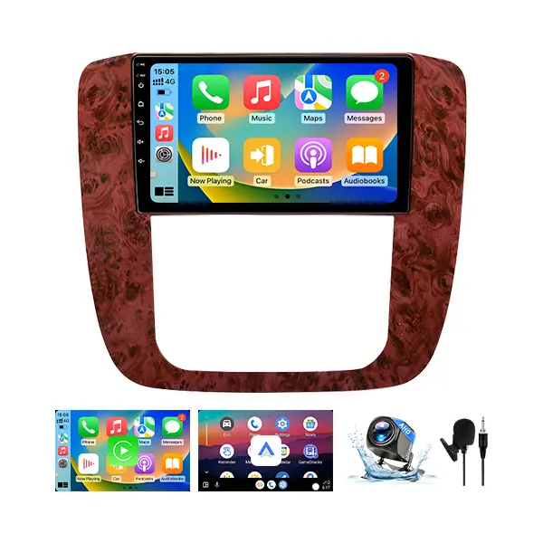 9" Touch Wireless Car Screen Display for GMC Yukon Sierra, Chevy Tahoe Suburban Silverado 2007-2013, Built-in Carplay, Android Auto Radio, 5G WiFi, GPS Navigation, Bluetooth, Backup Camera, FM, SWC, 2G+64G IPS 170° Wide View, Plug-n-Play, USB Type-A