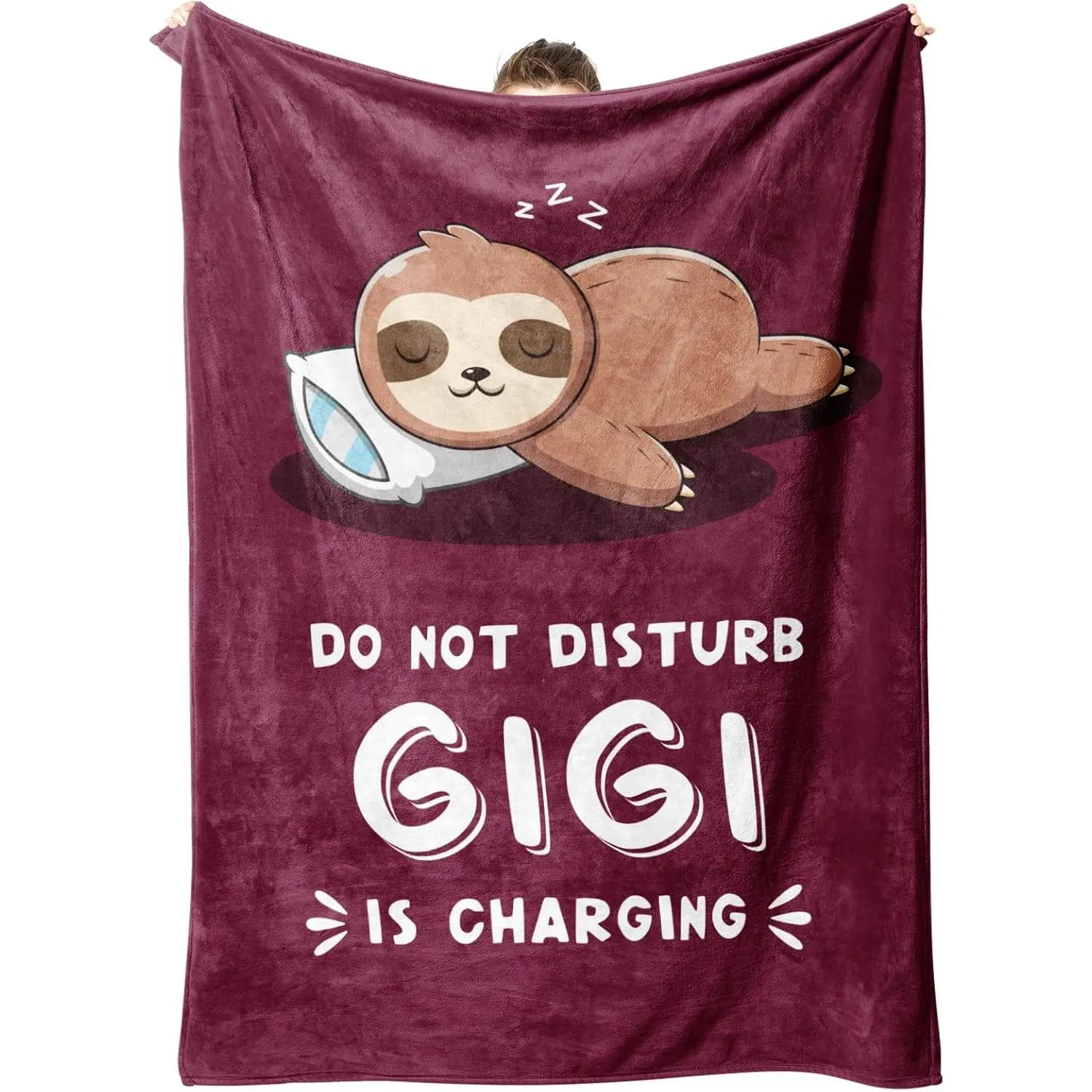 Funny Gifts for Grandma Christmas, Gigi Birthday Gifts, Gigi is Charging Sloth Blanket, Gigi Gifts for Grandma, Gifts for Gigi from Grandkids for Mothers Day, Soft Sloth Blankets for Gigi 60" x 50"
