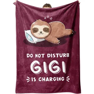 Funny Gifts for Grandma Christmas, Gigi Birthday Gifts, Gigi is Charging Sloth Blanket, Gigi Gifts for Grandma, Gifts for Gigi from Grandkids for Mothers Day, Soft Sloth Blankets for Gigi 60" x 50"