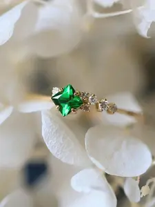 1 PC Elegant Green Cubic Zirconia Ring For Women For Wedding Engagement Anniversary Party Band Jewelry Valentine's Day Gift