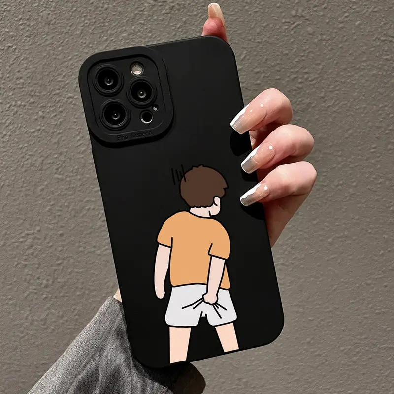 Funny Character Pattern Phone Case with Camera Lens Protector, 1 Count Decorative Phone Protector Cover Compatible with iPhone, Shockproof Phone Cases for iPhone X Series 7P 8P 11 12 13 14 15 Pro Max Case iPhone 15 14 Plus Cases, Phone Accessories
