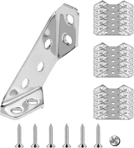 Spring Home Improvement Must-Have 20PCS Universal Stainless Steel Corner Bracket, Premium Angle Bracket with Screws, Triangular Furniture Corner Connectors for Wood Furniture, Drawers, Cabinets, Tables, and Chairs