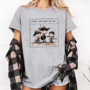 I FORGET WHAT EIGHT WAS FOR Funny Cartoon Cowboy Band T-Shirt for Men & Women, Country Music Lover Graphic Tee, Retro Guitar Player Outfit