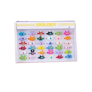 Cute One-Eyed Monster Alloy Ring Set, Adjustable Design, Couple Jewelry, Unique Simple Style, 36 Pairs Per Box, 72 Pieces Total