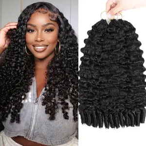 Ishow Burmese Deep Curly Crochet Human Hair For Mircale Knots 50G/Bundle Feather Human Hair For Boho Braids 4 to 5 Bundles to Make a Full Head Recommend Feather Crochet Hair