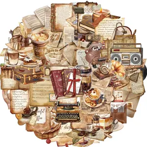 Vintage Sticker Set, 50pcs/set Graffiti Retro Cafe Decals for Journaling Scrapbooking Kindle Laptop Album DIY Craft Daily Planner