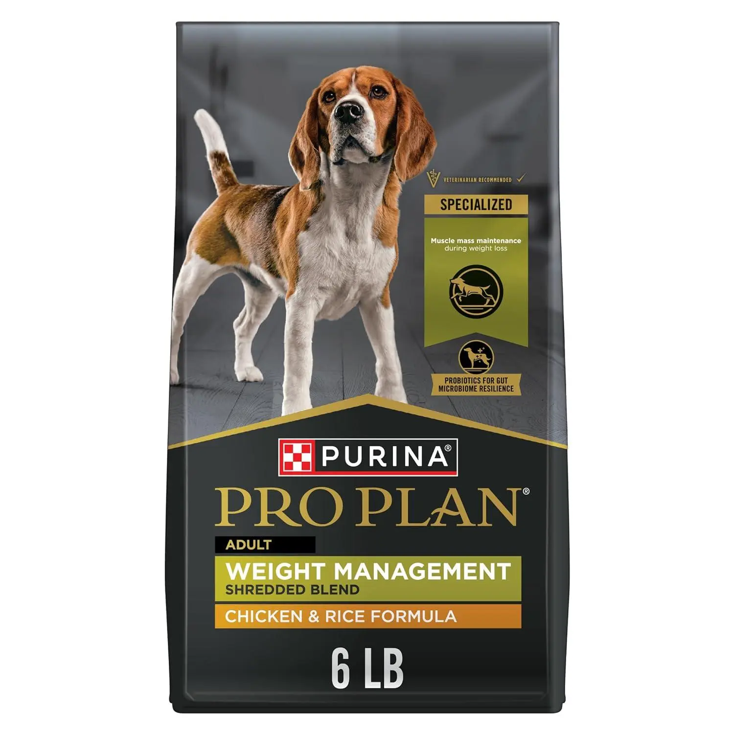 Purina Pro Plan Weight Management Dog Food Dry, Shredded Blend Chicken and Rice Formula - 6 lb. Bag