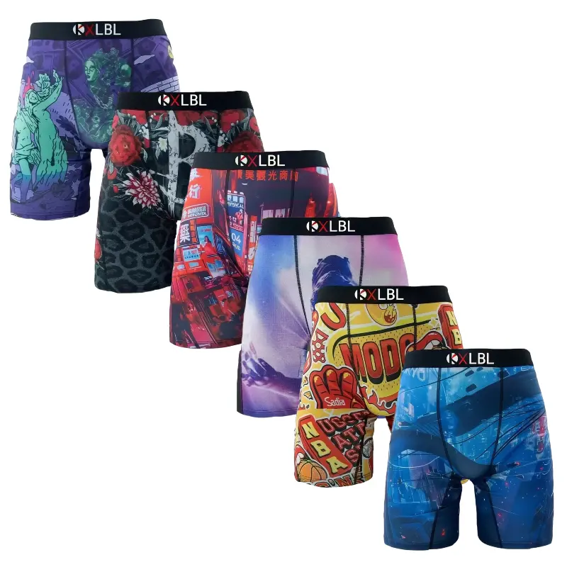 6/4 Pack Men's Boxer Briefs Men's Long Boxer Briefs (Comfortable Fit, Machine Washable) - KXLBL Basketball and Cycling Protective Denim Daily Wear Active Wear