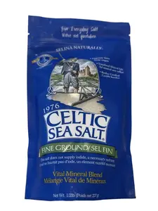 Fine Ground, Light Grey Celtic Sea Salt- Selina Naturally, High Mineral Salt, Natural, Resealable Bag of Nutritious,