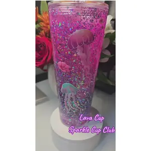 ✨ Jellyfish Lava Cup - Glitter Snow Globe (24oz Acrylic Cup)