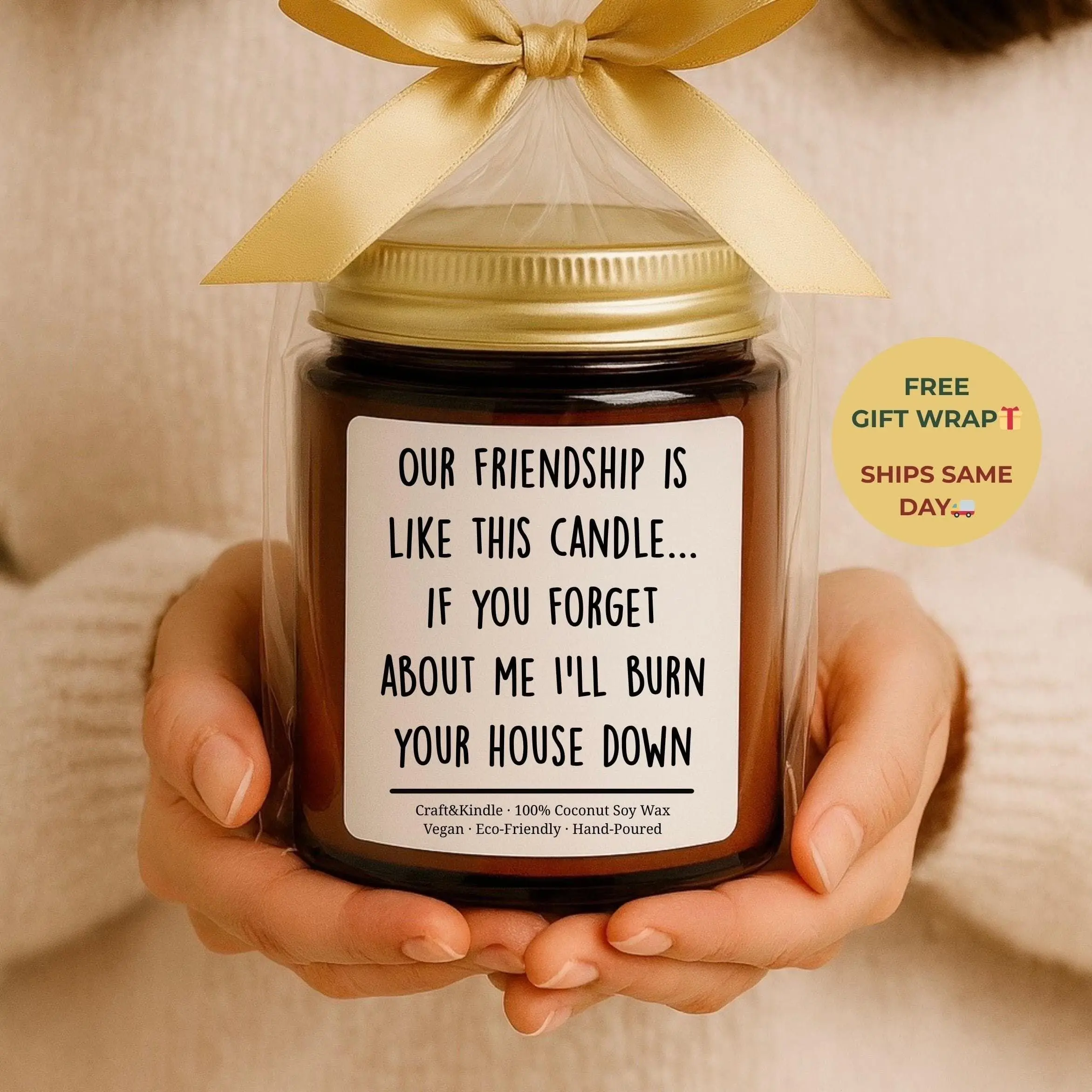 Funny Friendship Candle, Best Friend or BFF Gift, Long Distance Gift Idea, Premium Coconut Soy Candle