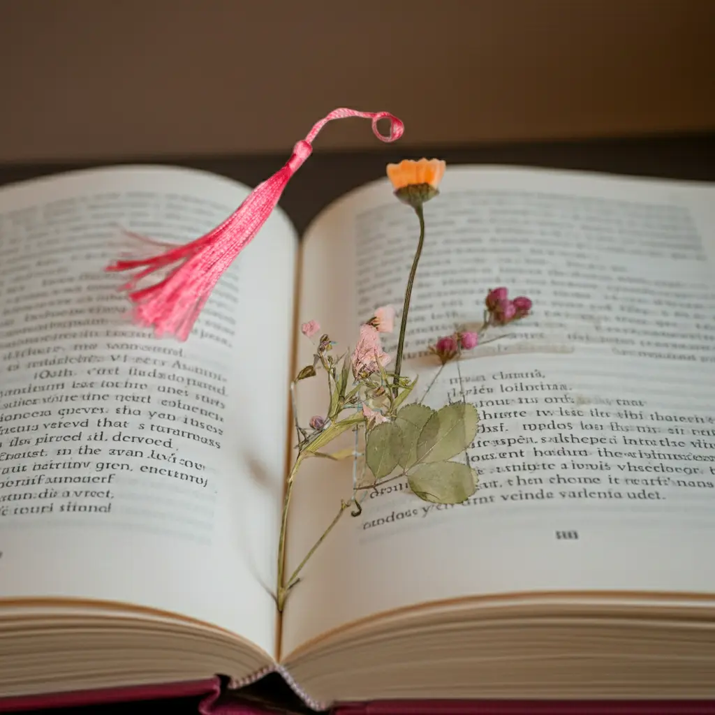 Handcrafted Eco-Friendly Pressed Flower Bookmark - Office Stationery Page Marker with Pressed Ferns, Pink Tassel, Botanical Design, Elegant Functional Art for Page Marking & Enhanced Visual Appeal, Pressed Flowers, Natural Resin