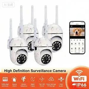 JIESUDA Full HD 1080P WIFI Waterproof Monitoring Camera 355-Degree Visual Intercom Night Vision Indoor Outdoor Home Security System White 2Pcs Remote Protection Surveillance