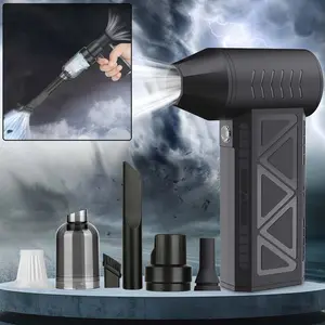 Multi functional portable rechargeable hair dryer, high-speed handheld turbo fan with LED light, equipped with optional vacuum cleaning tools. Indoor and outdoor work cleaning. Lighting, combustion assistance, air blowing, etc