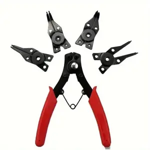 4-In-1 Circlip Pliers Set Snap Ring Pliers Multi Crimp Removable Plier Head Retaining Circlip Pliers Hand Tools Hardware Multifunctional