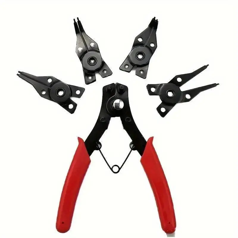 4-In-1 Circlip Pliers Set Snap Ring Pliers Multi Crimp Removable Plier Head Retaining Circlip Pliers Hand Tools Hardware Multifunctional