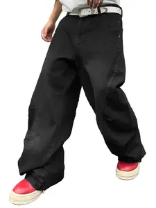 Baggy Jeans for Men with Irregular Seams, Inspired by Y2K Hip Hop Style, Featuring Wide Legs And a Casual Loose Fit, Perfect for Streetwear Pants