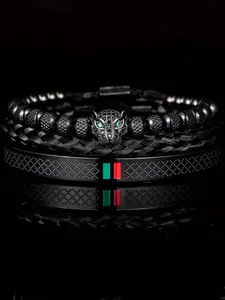 Men's Handmade Zirconia Beaded Bracelet Set, Fashionable Bracelet, Glitter Design, Classic Style, Perfect Gift for Him