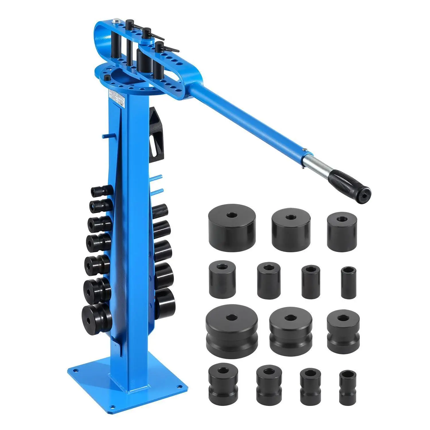 VEVOR Heavy-Duty Manual Pipe Bender, 14 Dies Set, 2" Max O.D. Capacity, 200° Tight Bends, Carbon Steel Build, Ergo Grip, Labor-Saving Long Handle, for Copper Aluminum Iron Pipes, HVAC Repair, Construction Tools