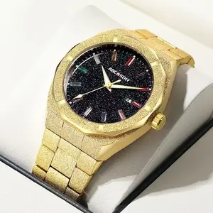 Men's Quartz Watch, Starry Dial, Colorful Diamond Markers, Sandblasted Metal Craftsmanship, Fashion Luxury Design, Daily Use