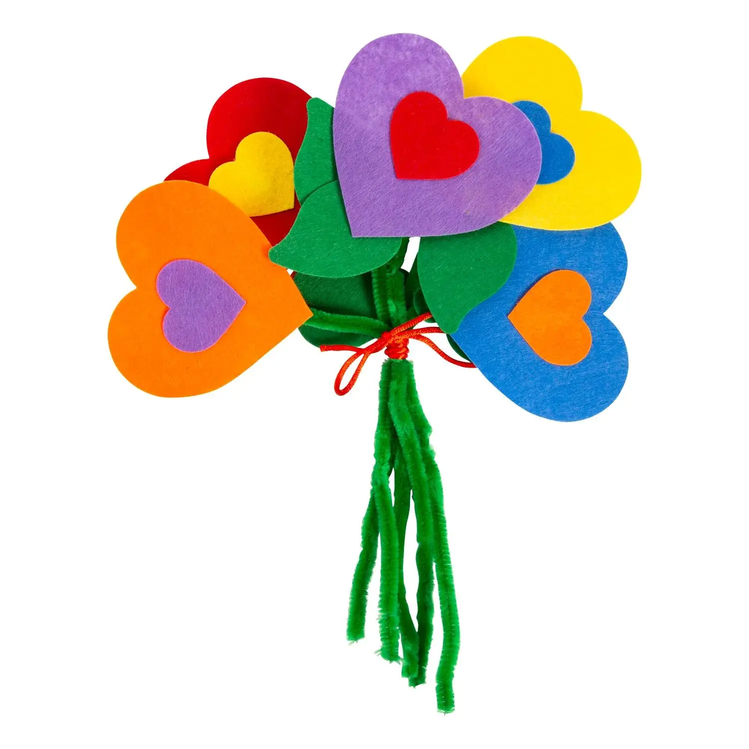 Fun Express Felt Heart Bouquet Craft Kit - Makes 12