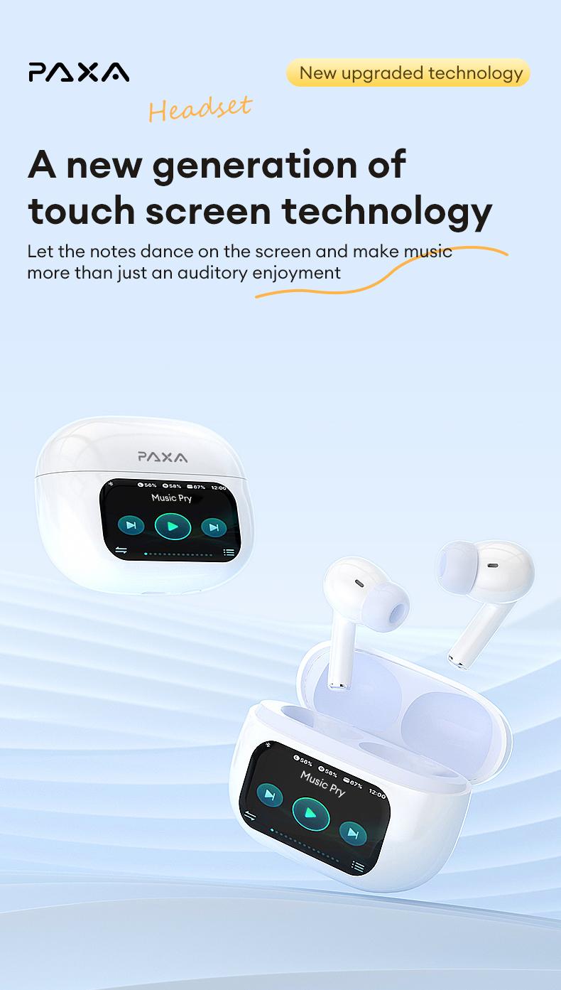 PAXA AIFriend Pro Intelligent Earphone with Full Color Touch Charging Case, Robust Bass Stereo Audio Headset, IPX5 Waterproof & Anti-lost Search Function Earbuds