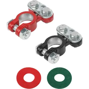 2PCS Battery Terminals Car Accessories Cable Terminal Clamp Connectors Anti Corrosion Plated Top Car Battery Terminal Connectors and Post Washer Set Compatible With Cars Trucks Vans