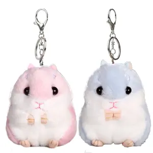 Cute Sweet Style 2-Piece Hamster Plush Keychains Set, PP Cotton Stuffed Animals Keyring Charm with Safe Material & Strong Ring, Home Decor Hanging Pendant for Handbags