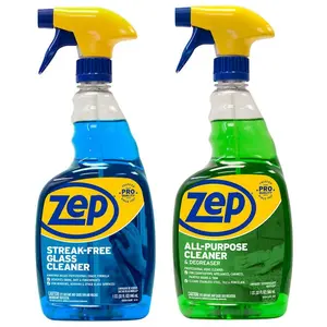 ZEP All Purpose Surface Cleaner and Glass Cleaner Kit, Professional Cleaner Kit, All-Purpose and Glass Cleaner, Ammonia Based Glass Cleaner, Ready-to-Use Pro Cleaner, Hospitality Grade Cleaner, Commercial Cleaning Kit, Degreaser and Glass Cleaner.
