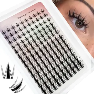 Fairy Lash Clusters Manga Cluster Eyelash Whybraw Anime Lash Clusters Spiky Eyelashes Extensions Natural Look C-Curl Individual Wispy 8-18MM 140pcs Wet-Look Eye Lash Ultra-Thin Clear Lash Band