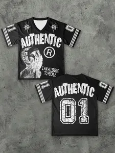 Short sleeved viral men's oversized graphic jersey 2026 | Y2K streetwear, retro V-neck football T-shirt, avant-garde dark aesthetics, viral TikTok men's fashion # men's # streetwear # Y2K