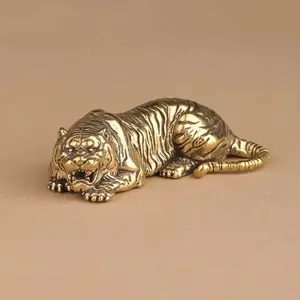 Brass Tiger Statue Figurine, Hollow Design, Detailed Texture, Bookshelf Decor & Home Decoration Gift, Birthday Present Idea