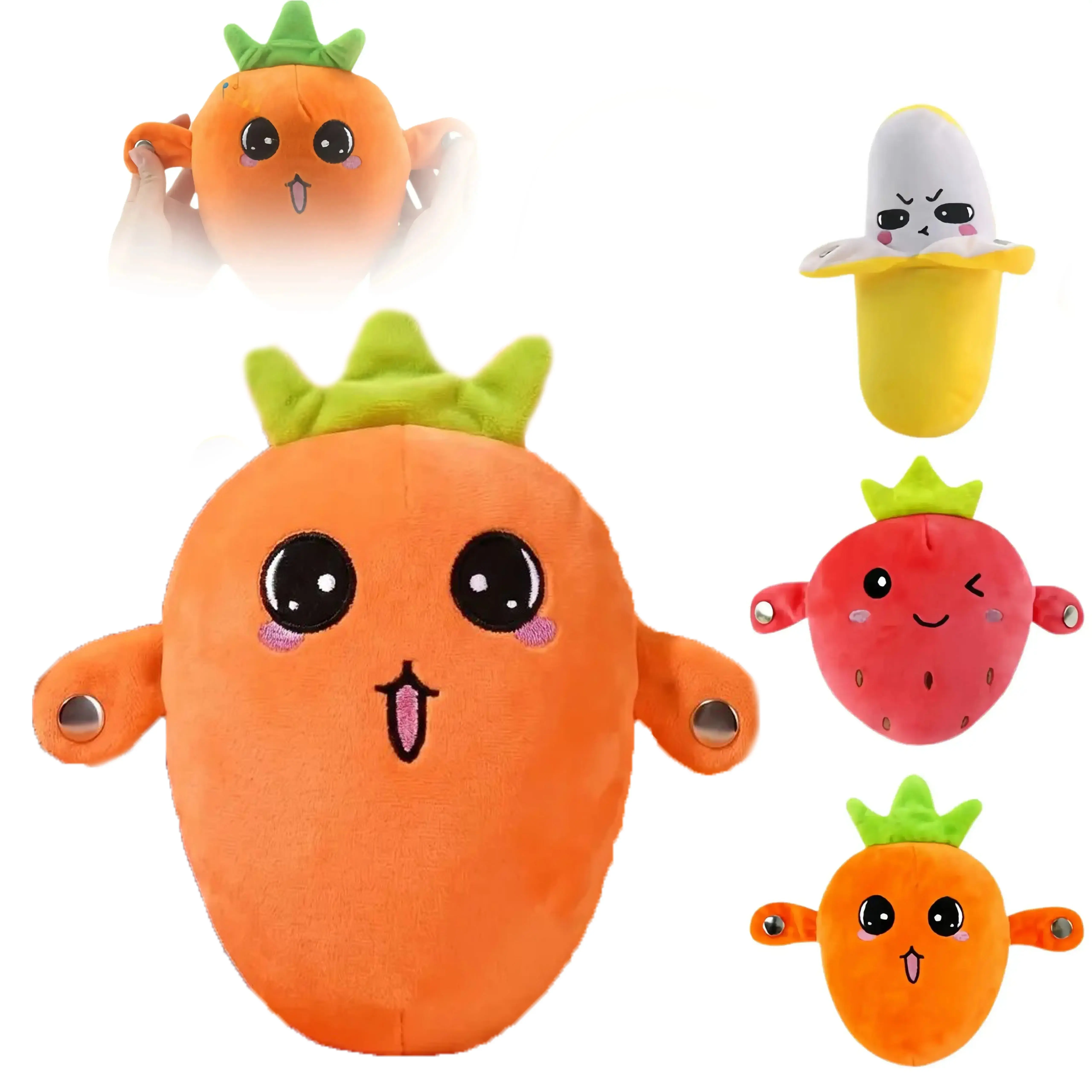 Interactive Music Plush Toy Set -Carrot,Banana & Strawberry(No battery) Electric Plush Toys forParent-Child Interaction, Couples & Friends Prank Toy, Valentine's Day & Easter Party Fun Gift for Kids & Adults