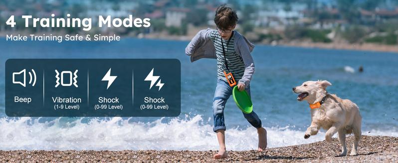 Jugbow Dog Training Collar - 4200FT with Remote, 4 Training Modes, Security Lock, IPX8 Waterproof,Rechargeable e-Collar for All Breeds,Orang-DT68